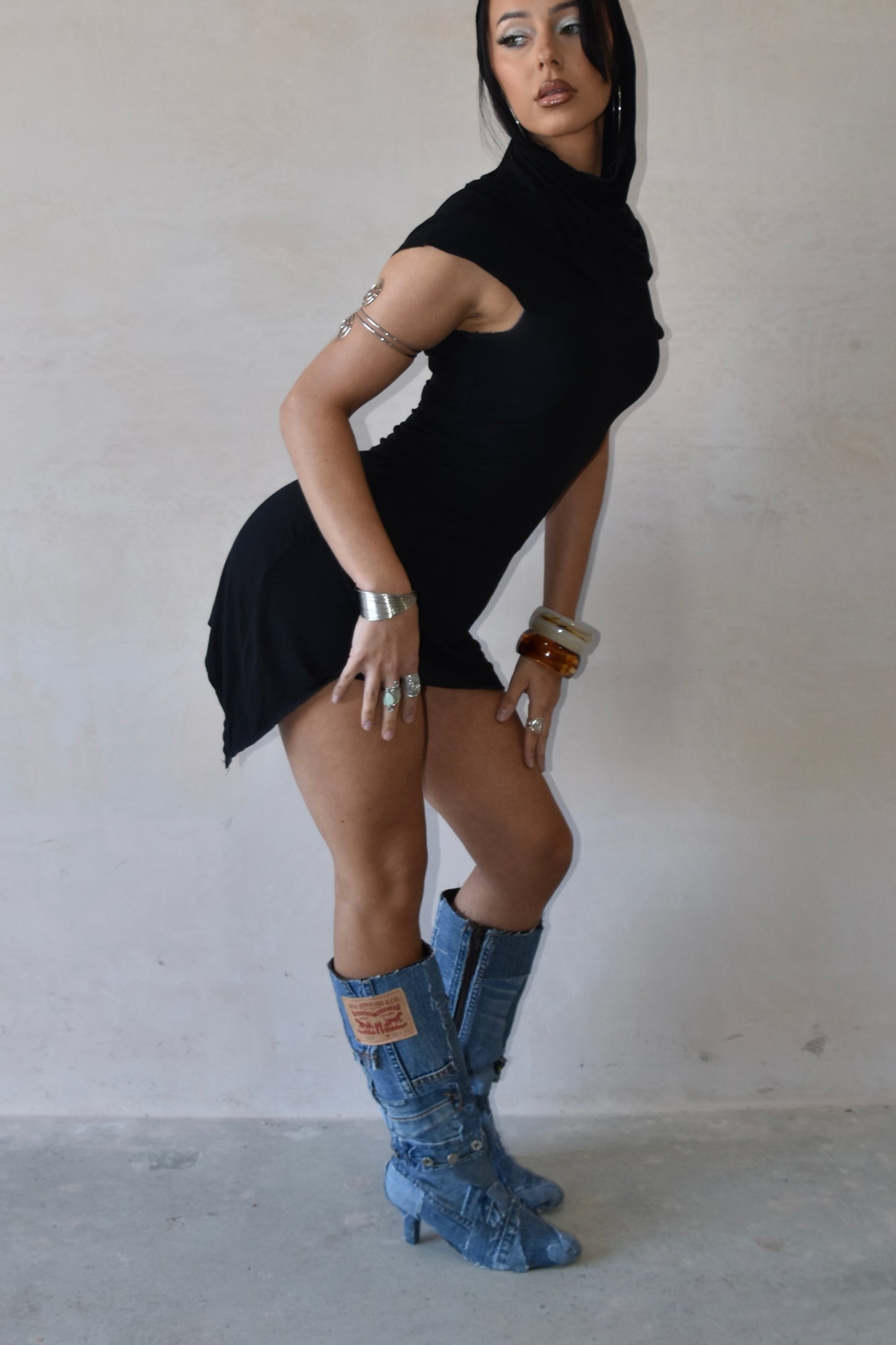 Handmade Patchwork Denim Boots – Size 4 (1 of 1)