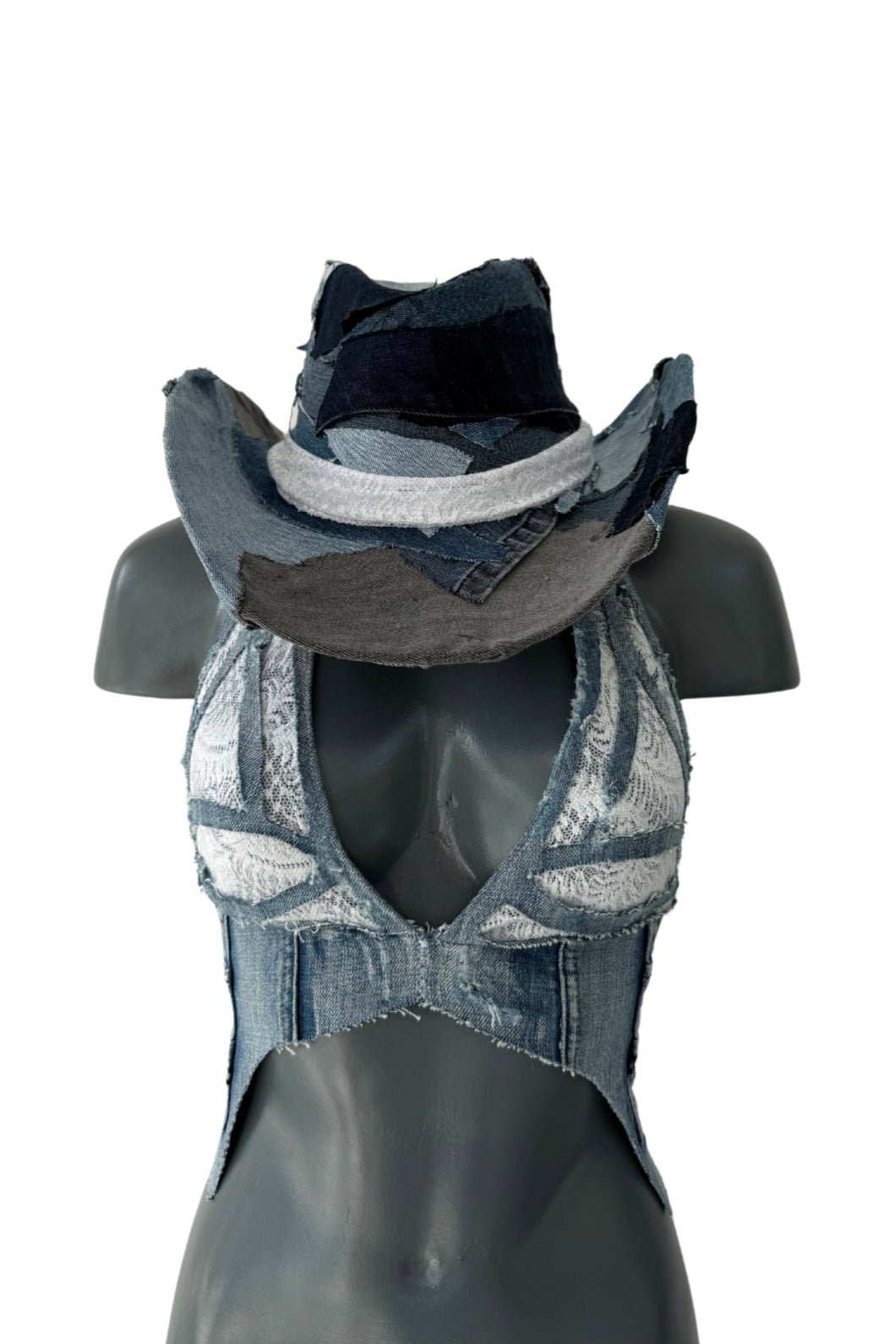 Custom Denim Patchwork Cowboy Hat
