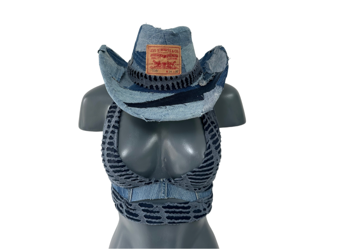 Custom Denim Patchwork Cowboy Hat
