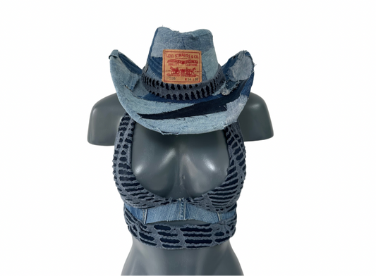 Custom Denim Patchwork Cowboy Hat