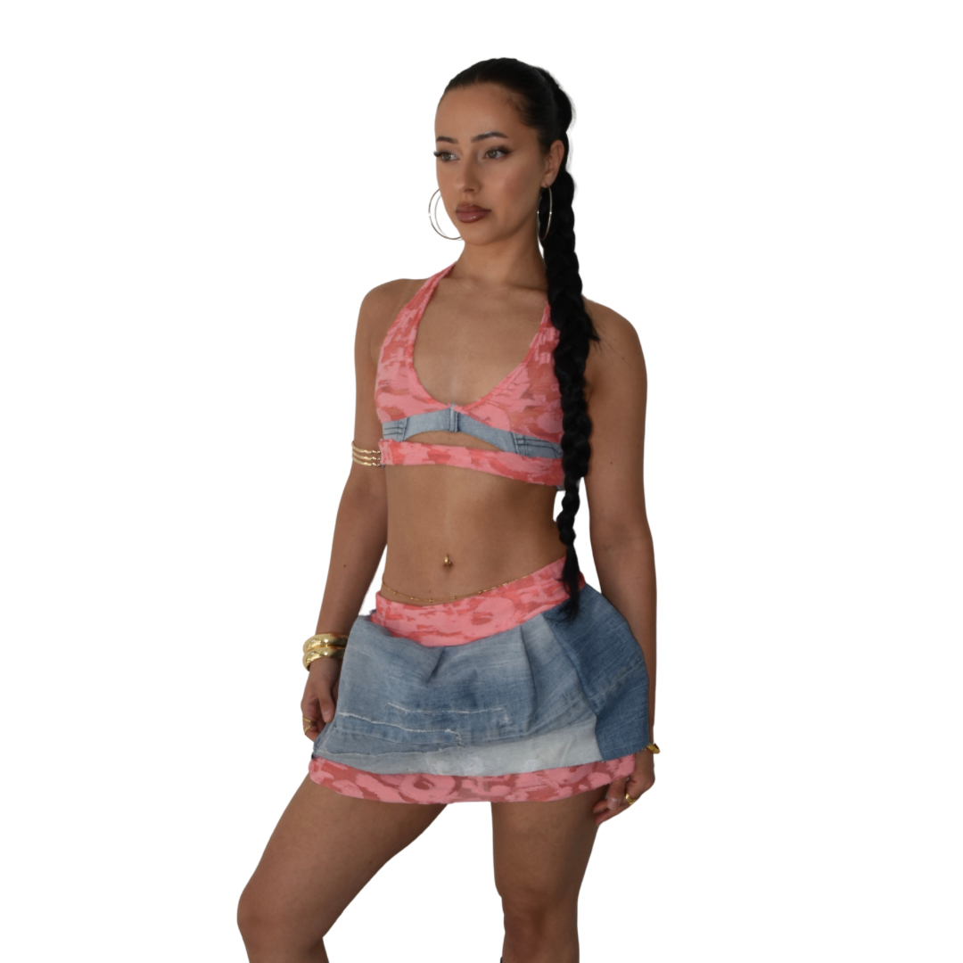 Fused - Coral Mini Skirt & Top