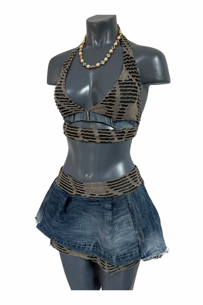 Fused - Khaki Mini Skirt & Top