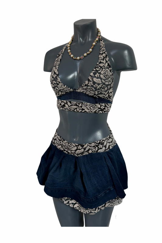 Fused - Dark Blue Mini Skirt & Top