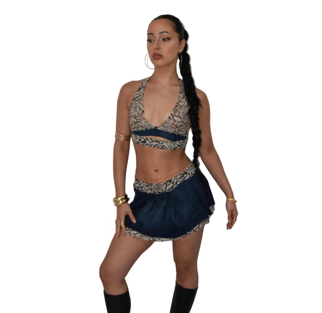 Fused - Dark Blue Mini Skirt & Top