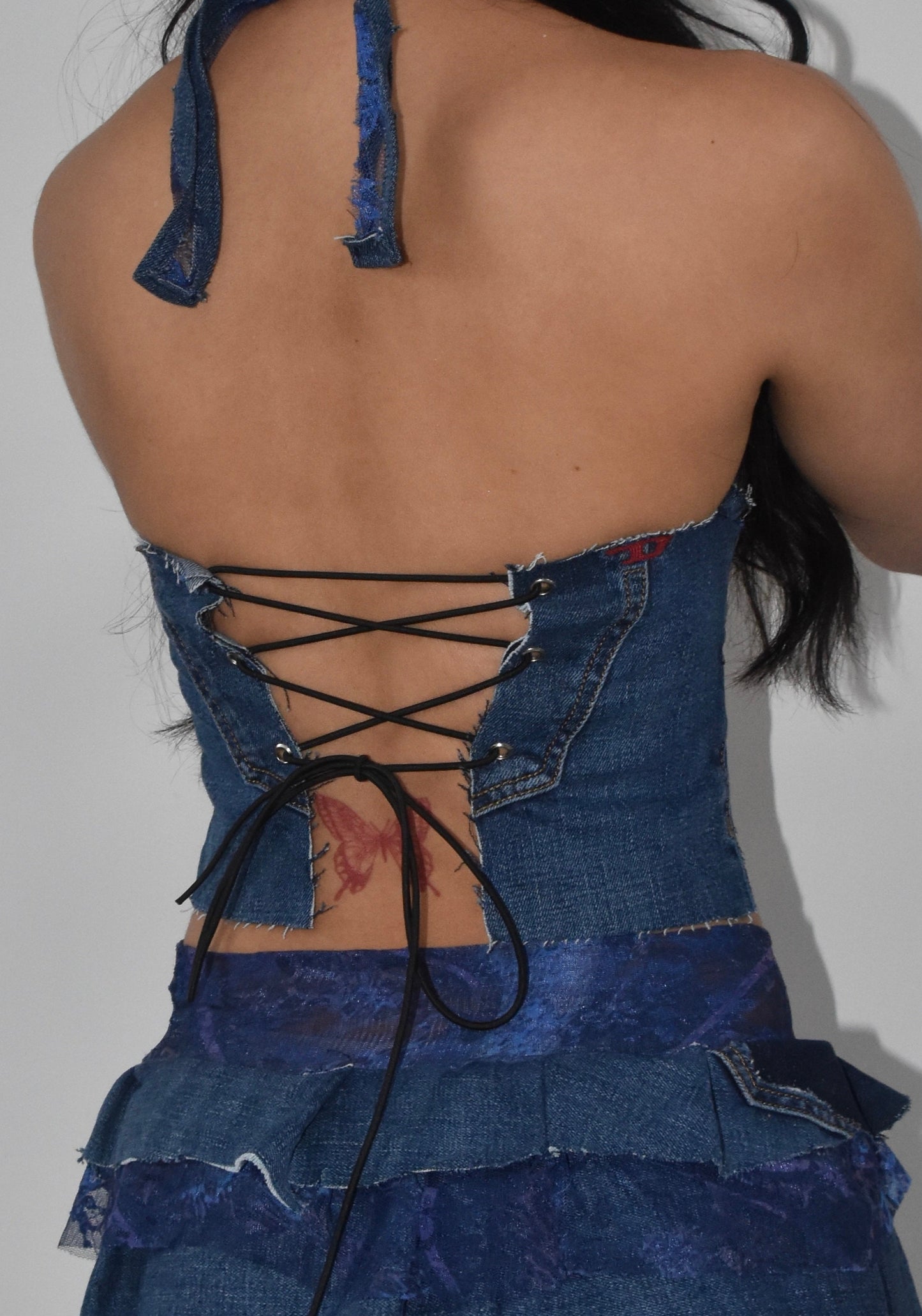 Outcast - Mid Blue Mini Skirt & Bralette