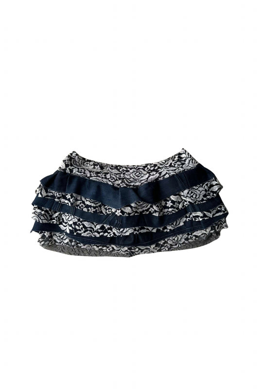 Black & Cream Outcast Mini Skirt