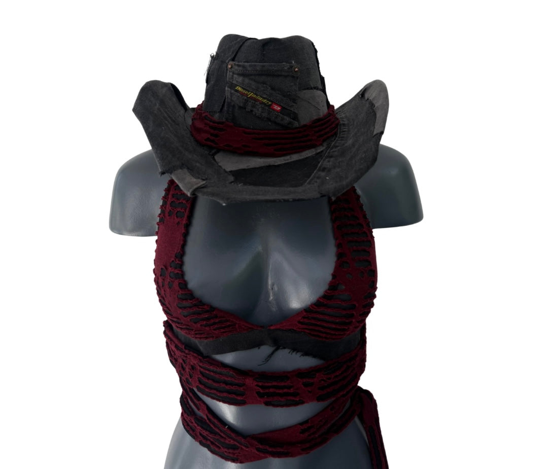 Custom Denim Patchwork Cowboy Hat