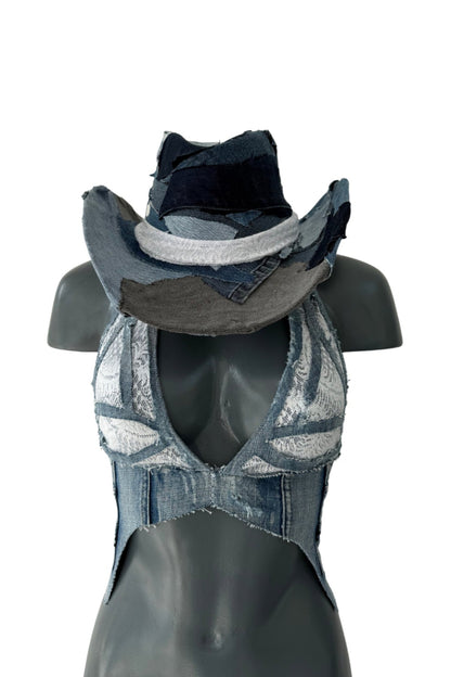 Custom Denim Patchwork Cowboy Hat