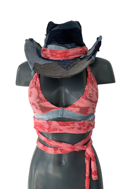 Custom Denim Patchwork Cowboy Hat