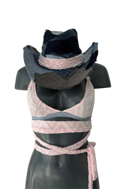 Custom Denim Patchwork Cowboy Hat