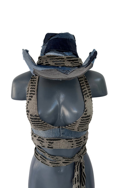 Custom Denim Patchwork Cowboy Hat